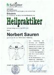 Offizielles Zertifikat Heilpraktiker von Norbert